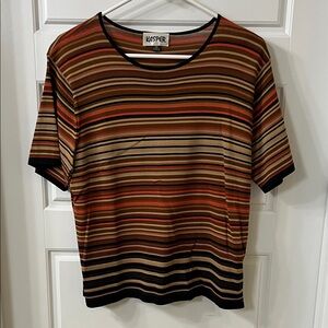 Kasper Women's Multicolor Striped Short Sleeve Top